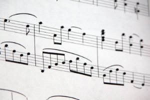 A photo of music manuscript paper.