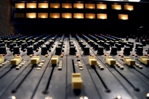 A recording studio console.