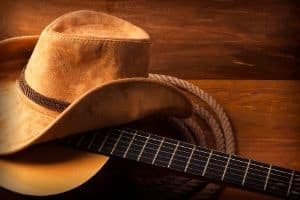 A cowboy hat and a guitar.