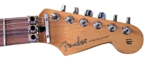 Stratocaster Tremolo Setup - A locking nut on a Stratocaster