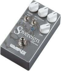 Wampler Sovereign Distortion Pedal Review - A diagonal/overhead view of the stompbox