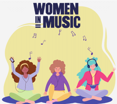 Female Rock Guitar Players – An image depicting the non-profit organization Women In Music.