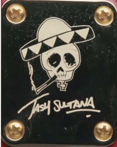 Fender Tash Sultana Stratocaster - The "Skull" neckplate design.