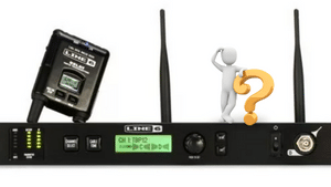 Wireless Guitar System - An image of a wireless system and a man holding a question mark