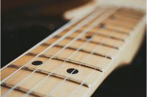 How To Set Up An Electric Guitar - A photo of a guitar neck and its frets.