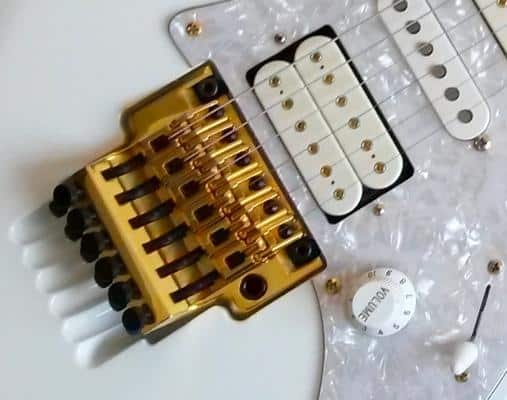 Super Strat Guitars - Ibanez JEM 777 guitar showing the Floyd Rose Tremolo System