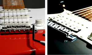 Super Strat Guitars - Two guitars with different fingerboard curvatures.