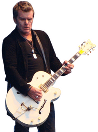 Semi Hollow Body Vs Hollow Body - Billy Duffy playing a Gretsch White Falcon guitar