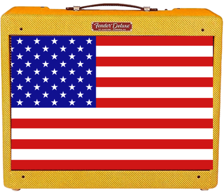 British Vs American Guitar Amplifiers - A Fender amp with an American flag