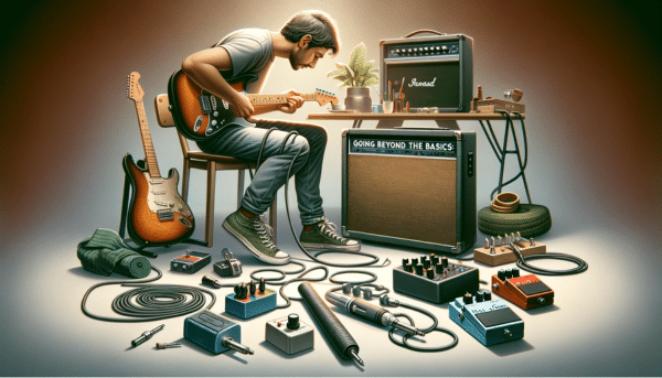 Choosing The Right Amp For Your Style Of Play - A guitar player trying different amplifiers and effects pedals